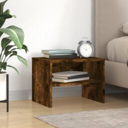 Berkfield Home Bedside Cabinet Smoked Oak 40x30x30 cm Engineered Wood in Brown - Size: 40 x 30 x 30 cm - thumbnail 1