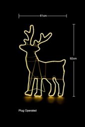 Shatchi Standing Reindeer Neon Effect Rope Light Silhouette Double Side 90 Warm White LEDs in Yellow
