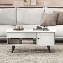 Gymax Lift Top Coffee Table Flip Top Center Table Hidden Compartment-White in White - thumbnail 5