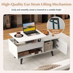 Gymax Lift Top Coffee Table Flip Top Center Table Hidden Compartment-White in White - thumbnail 9