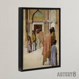 "Artery8 Frank Edwin Scott Women Near the Stairs No 1 Framed Canvas Art Print - Size: W12"" x H16""" - thumbnail 2