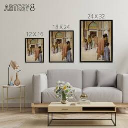 "Artery8 Frank Edwin Scott Women Near the Stairs No 1 Framed Canvas Art Print - Size: W12"" x H16""" - thumbnail 4