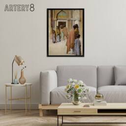 "Artery8 Frank Edwin Scott Women Near the Stairs No 1 Framed Canvas Art Print - Size: W12"" x H16""" - thumbnail 3