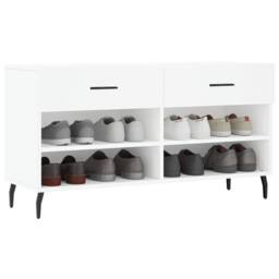 Berkfield Home Shoe Bench White 102x35x55 cm Engineered Wood - Size: 102 x 35 x 55 cm
