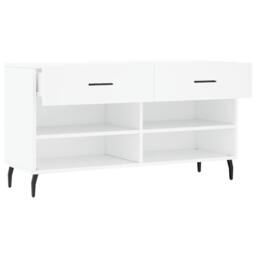 Berkfield Home Shoe Bench White 102x35x55 cm Engineered Wood - Size: 102 x 35 x 55 cm - thumbnail 5