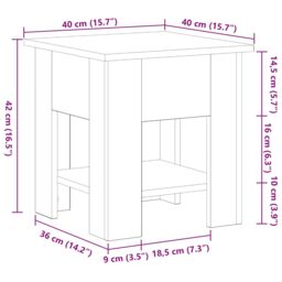 Berkfield Home Coffee Table Black Oak 40x40x42 cm Engineered Wood - Size: 40 x 40 x 42 cm - thumbnail 9