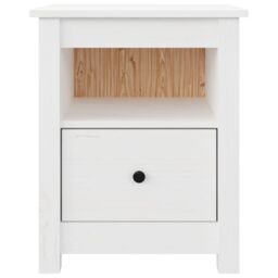 Berkfield Home Bedside Cabinet White 40x35x49 cm Solid Wood Pine - Size: 40 x 35 x 49 cm - thumbnail 5