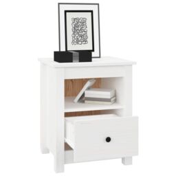 Berkfield Home Bedside Cabinet White 40x35x49 cm Solid Wood Pine - Size: 40 x 35 x 49 cm - thumbnail 3