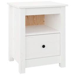 Berkfield Home Bedside Cabinet White 40x35x49 cm Solid Wood Pine - Size: 40 x 35 x 49 cm - thumbnail 2