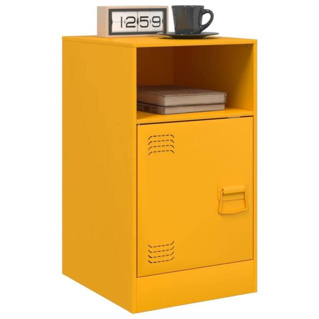 Berkfield Home Stylish Bedside Cabinets 2 pcs Mustard Yellow 34.5x39x62 cm Steel - image 1