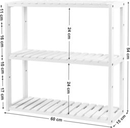 SONGMICS Adjustable 3 Tier Bamboo Shelf for Wall Bathroom or Kitchen in White - thumbnail 3