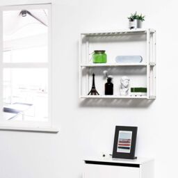 SONGMICS Adjustable 3 Tier Bamboo Shelf for Wall Bathroom or Kitchen in White - thumbnail 2