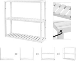 SONGMICS Adjustable 3 Tier Bamboo Shelf for Wall Bathroom or Kitchen in White - thumbnail 4