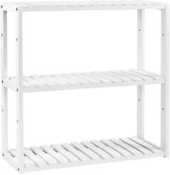 SONGMICS Adjustable 3 Tier Bamboo Shelf for Wall Bathroom or Kitchen in White - thumbnail 6