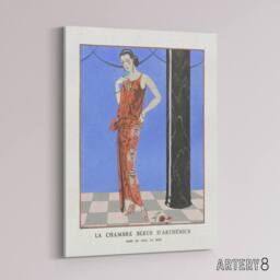 "Artery8 Blue Room of Arthenice Fashion Barbier Vintage Canvas Wall Art - Size: W18"" x H24""" - thumbnail 2