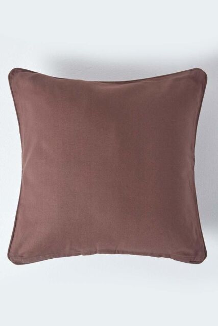 Homescapes Cotton Plain Cushion Cover in Chocolate - Size: 30 cm x 30 cm - image 1