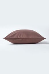 Homescapes Cotton Plain Cushion Cover in Chocolate - Size: 30 cm x 30 cm - thumbnail 2