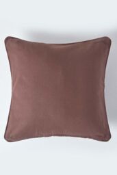 Homescapes Cotton Plain Cushion Cover in Chocolate - Size: 30 cm x 30 cm
