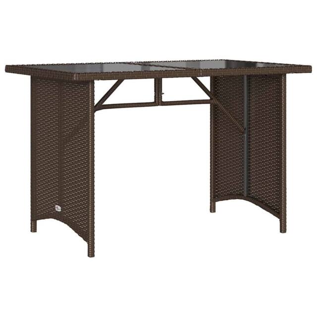 Berkfield Home Garden Table with Glass Top Brown 110x68x70 cm Poly Rattan - Size: 110 x 68 x 70 cm - image 1