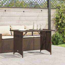 Berkfield Home Garden Table with Glass Top Brown 110x68x70 cm Poly Rattan - Size: 110 x 68 x 70 cm - thumbnail 3