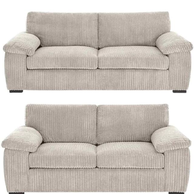 Bliss Furniture Jumbo Cord 3+2 Seater Sofa Set Luxury Comfort & Style in Cream - Size: 5 Pack - image 1