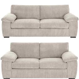 Bliss Furniture Jumbo Cord 3+2 Seater Sofa Set Luxury Comfort & Style in Cream - Size: 5 Pack - thumbnail 1