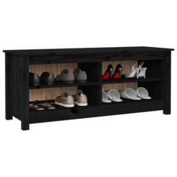Berkfield Home Shoe Bench Black 110x38x45.5 cm Solid Wood Pine - thumbnail 6