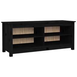 Berkfield Home Shoe Bench Black 110x38x45.5 cm Solid Wood Pine - thumbnail 1