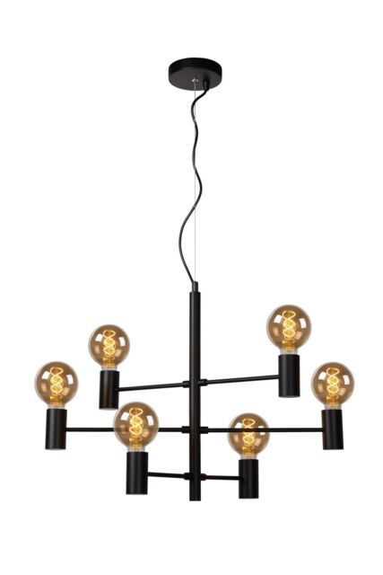Lucide 'LEANNE' Dimmable Stylish Adjustable Indoor Pendant Light 6xE27 in Black - image 1