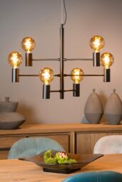 Lucide 'LEANNE' Dimmable Stylish Adjustable Indoor Pendant Light 6xE27 in Black - thumbnail 4