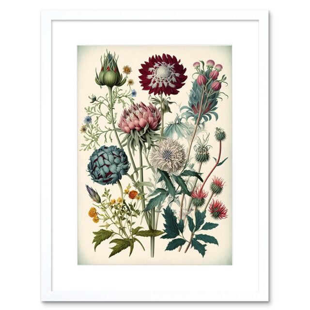 "Artery8 Wall Art Print Ernst Haeckel Style Vintage Botanical Plant Study Modern Watercolour Painting Artwork Framed 9X7 Inch - Size: W7"" x H9""" - image 1