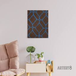 "Artery8 Vintage Geometric Textile Pattern Canvas Wall Art Print Korin in Blue - Size: W18"" x H24""" - thumbnail 3