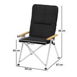 OUTSUNNY Padded Camp Chair Outdoor High Back Folding Recliner with Bag in Black - thumbnail 3
