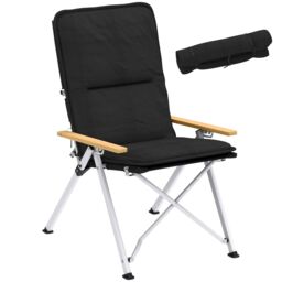 OUTSUNNY Padded Camp Chair Outdoor High Back Folding Recliner with Bag in Black - thumbnail 2