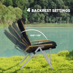 OUTSUNNY Padded Camp Chair Outdoor High Back Folding Recliner with Bag in Black - thumbnail 4