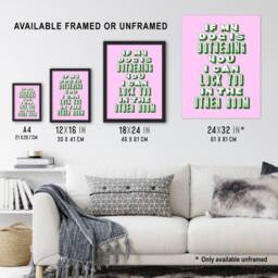 "Artery8 If My Dog Is Bothering You Joke Pink Green Funny Wall Art Print - Size: W12"" x H16""" - thumbnail 3