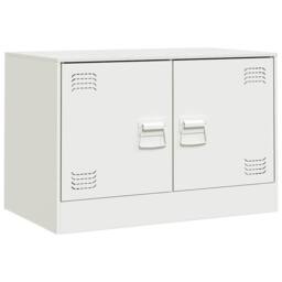 Berkfield Home TV Cabinet White 67x39x44 cm Steel - Size: 67 x 39 x 44 cm - thumbnail 1