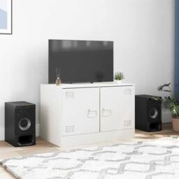 Berkfield Home TV Cabinet White 67x39x44 cm Steel - Size: 67 x 39 x 44 cm - thumbnail 3