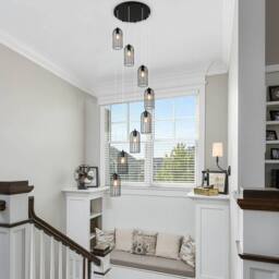 NIVOR 8 E27 Cluster Staircase Chandelier Long High Black Pendant Light - thumbnail 6