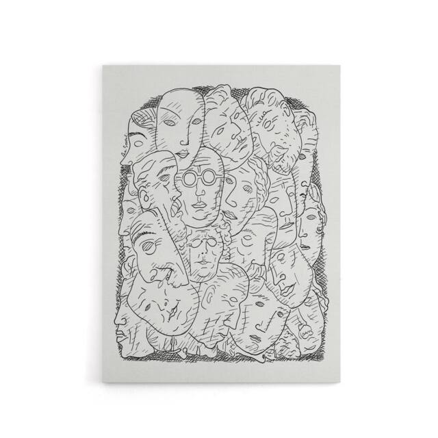 "Artery8 Maskers Masks Black & White Drawing Gestel Canvas Wall Art - Size: W18"" x H24""" - image 1