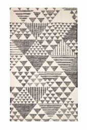 Homescapes Delphi Geometric Style 100% Cotton Printed Rug in Black - Size: 120 cm x 170 cm - thumbnail 2