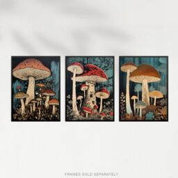 Artery8 Wall Art Print Set of 3 Cep Mushrooms Fungi Paintings Forest Floor Earthy Calming Tones Botanical Aesthetic Living Room Poster s Pack - thumbnail 5