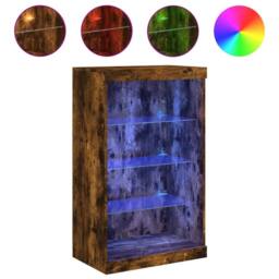 Berkfield Home Sideboard with LED Lights Smoked Oak 60.5x37x100 cm in Brown - thumbnail 3