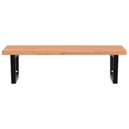 Berkfield Home Basin Shelf Wall Mounted Steel & Solid Wood Beech in Brown - thumbnail 4