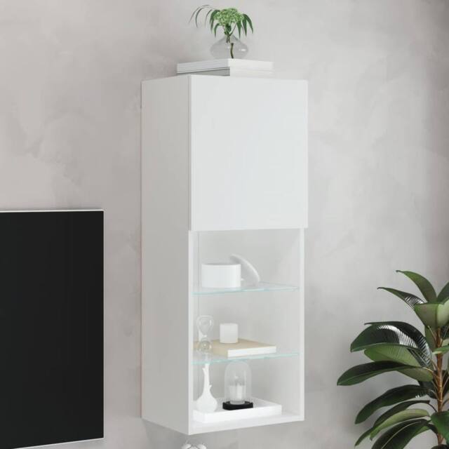 Berkfield Home TV Cabinet with LED Lights White 40.5x30x102 cm - image 1