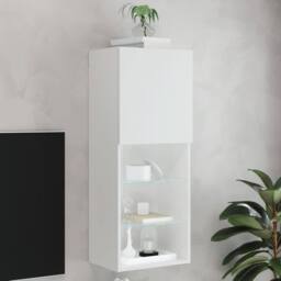 Berkfield Home TV Cabinet with LED Lights White 40.5x30x102 cm - thumbnail 1