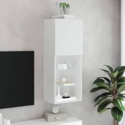 Berkfield Home TV Cabinet with LED Lights White 40.5x30x102 cm - thumbnail 4