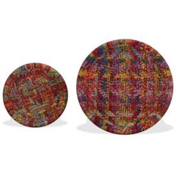 Berkfield Home Beautiful Coffee Table Set 2 Pieces Chindi Weave Details Multicolour - thumbnail 9