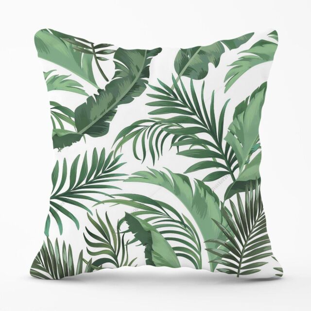Warren Reed - Designer Trendy Tropical Leaves Outdoor Cushion in Green - Size: 60 cm x 60 cm - image 1