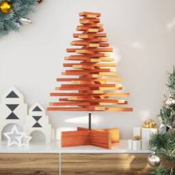 Berkfield Home Wooden Christmas Tree for Decoration Wax Brown 80 cm Solid Wood Pine